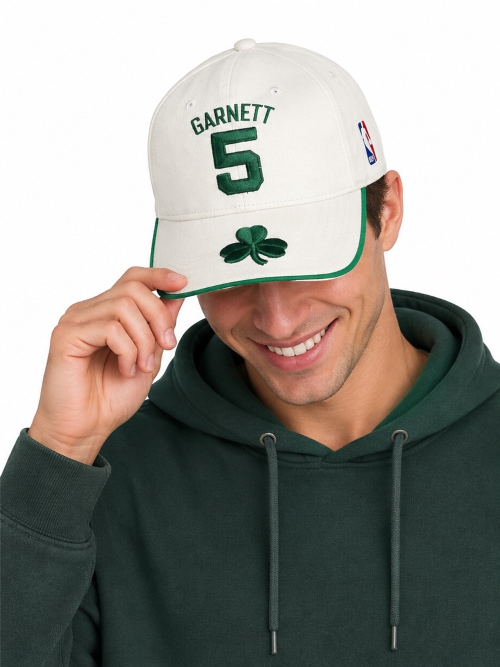 Kevin Garnett #5 Boston Celtics NBA White Shamrock Adjustable Hat Cap